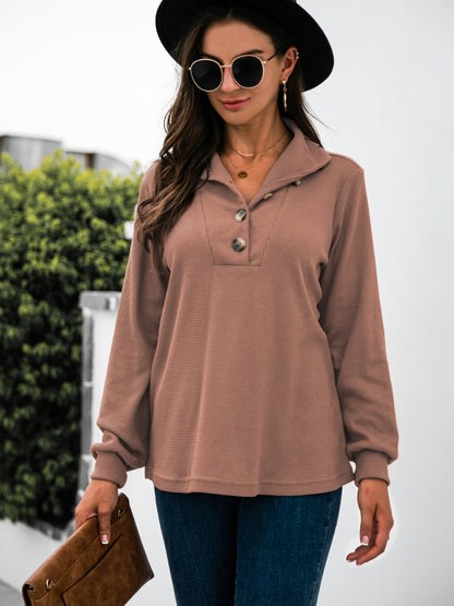 Half Button Long Sleeve T-Shirt