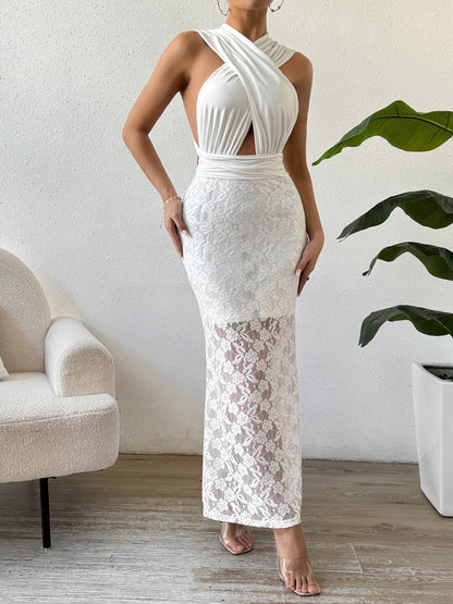 Honey Lace Crisscross Sleeveless Maxi Dress