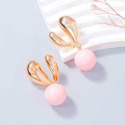 Alloy Drip Oil Bunny Earrings