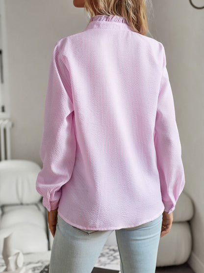 Devine Ruffle Trim Long Sleeve Shirt