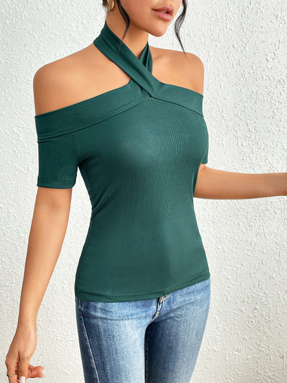 Honey Halter Neck Short Sleeve T-Shirt