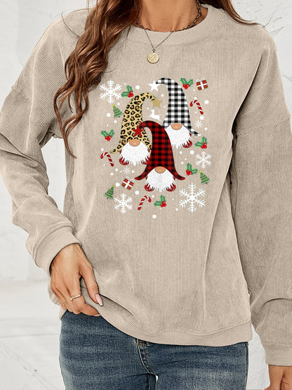 Faceless Gnome Graphic Drop Shoulder Sweatshirt