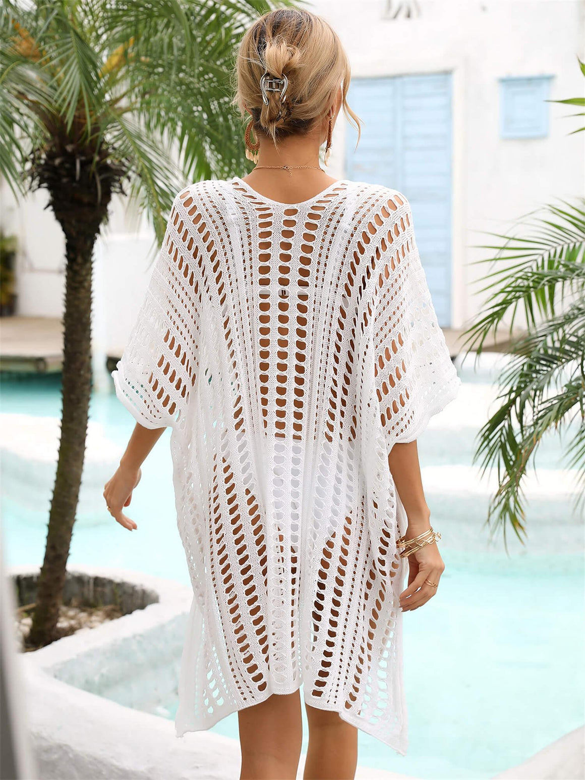 Angel Wings Side Slit Dolman Sleeve Cover-Up