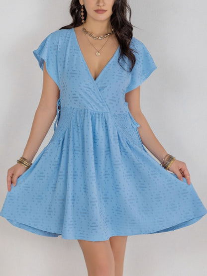 Cutout Surplice Short Sleeve Dress