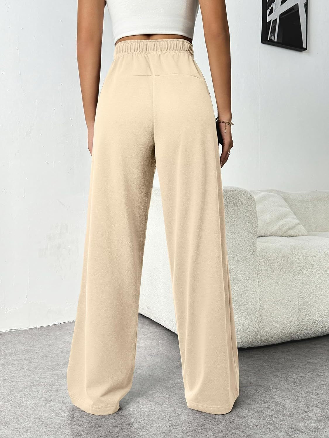 Drawstring Wide Leg Pants with Pockets