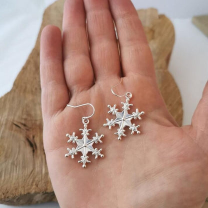 Silver-Plated Snowflakes Earrings