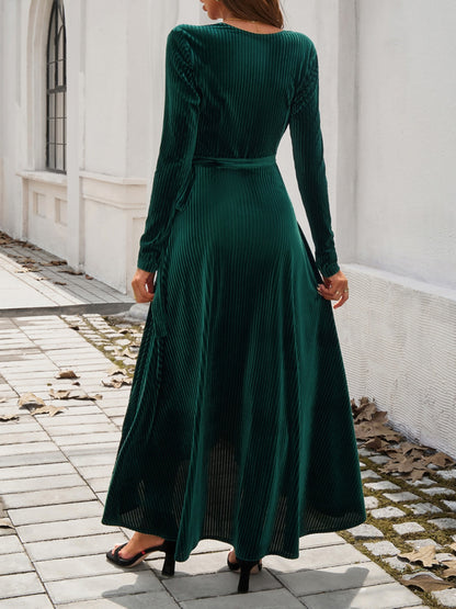 Devine Split Surplice Long Sleeve Midi Dress