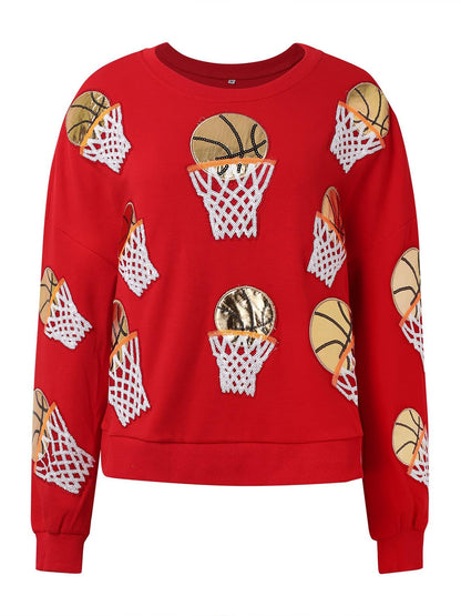 Basketball Round Neck Long Sleeve Sweatshirt