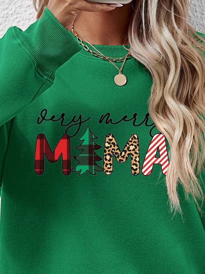 Letter Graphic Round Neck Long Sleeve Sweatshirt