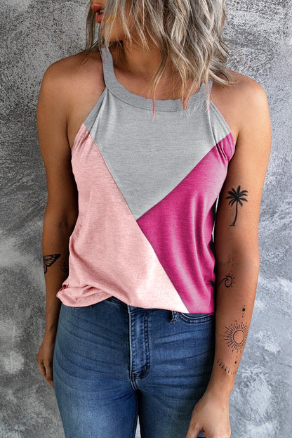 Color Block Grecian Neck Tank