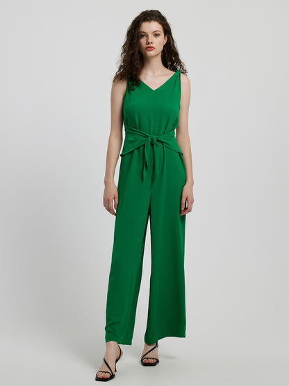 Honey Knot Detail Tie Front Sleeveless Jumpsuit