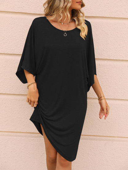 Ivy Lane Round Neck Three-Quarter Sleeve Tee Dress