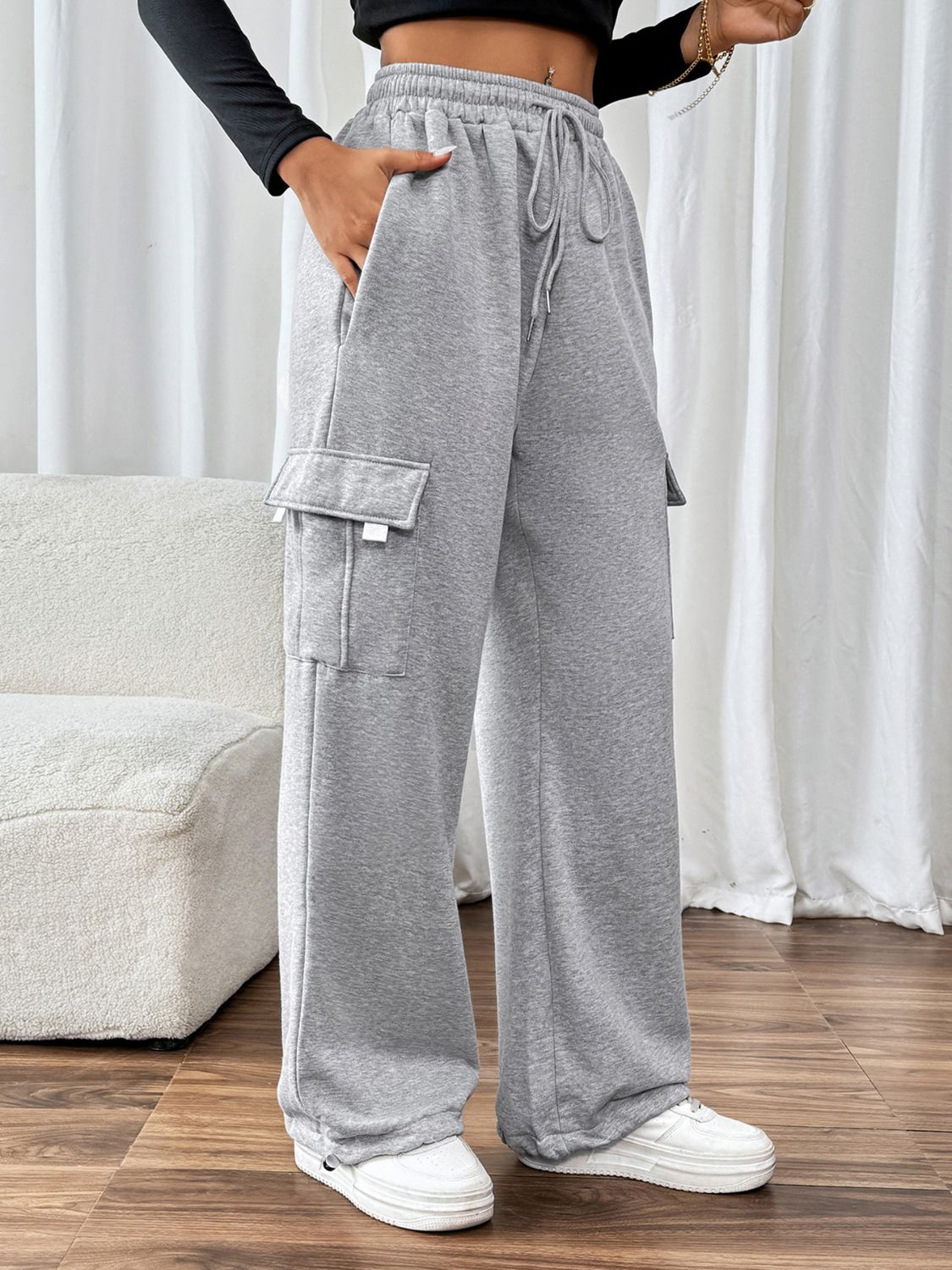 Perfee Drawstring Elastic Waist Joggers with Pockets