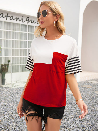 Ivy Lane Striped Color Block Round Neck Tee