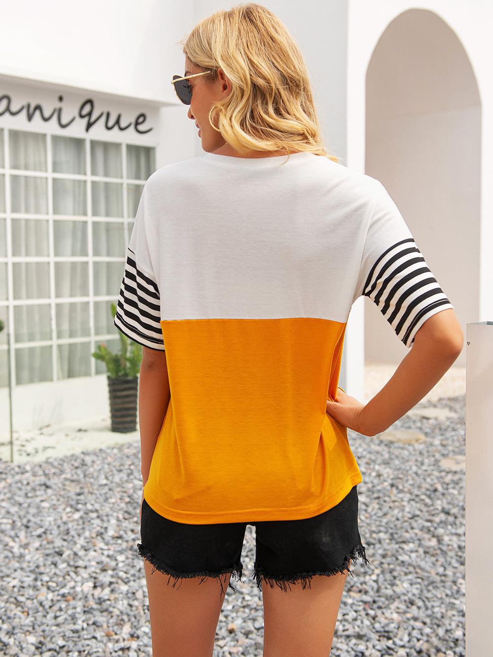 Ivy Lane Striped Color Block Round Neck Tee