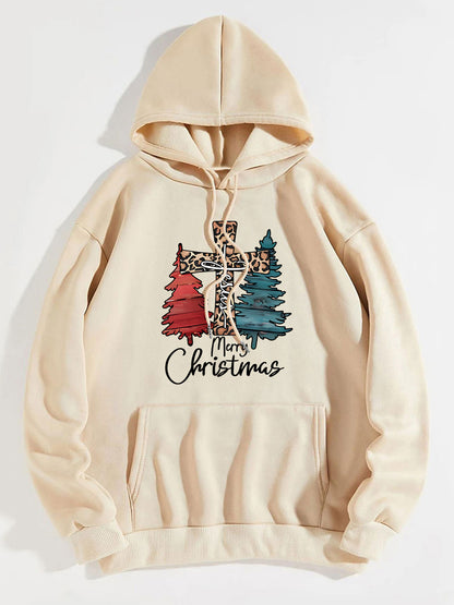 MERRY CHRISTMAS Graphic Drawstring Hoodie