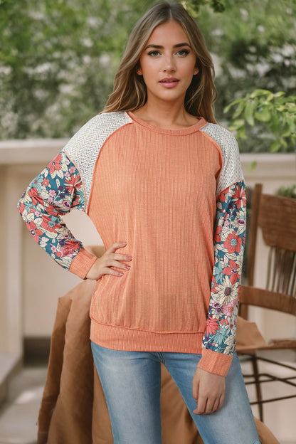 Exposed Seam Round Neck Blouse