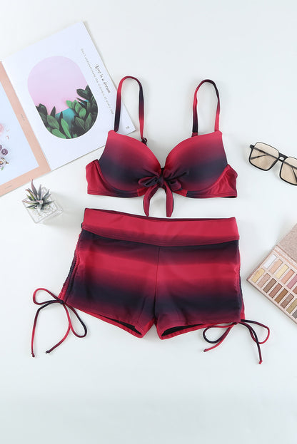 Drawstring Sweetheart Neck Bikini Set