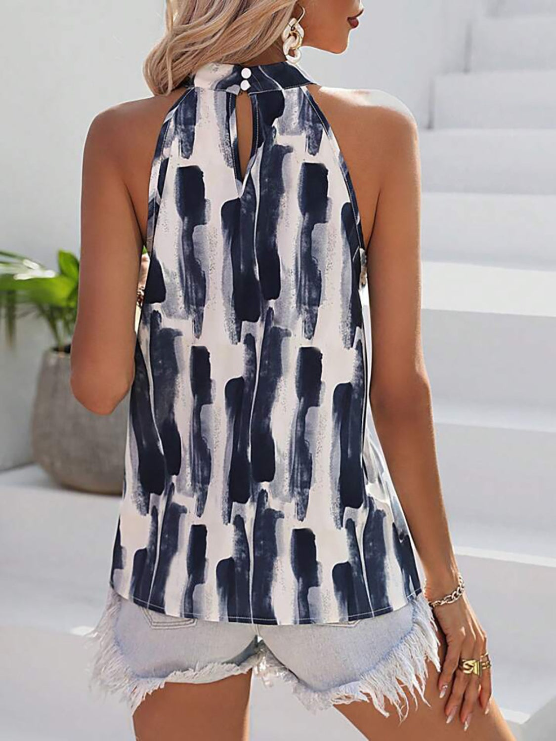 Printed Mock Neck Tank