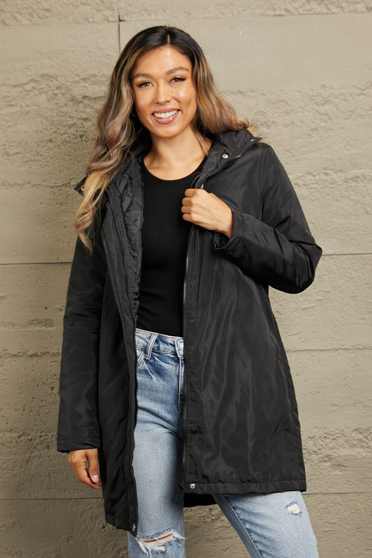 Ivy Lane Faux Fur Trim Hooded Puffer Jacket