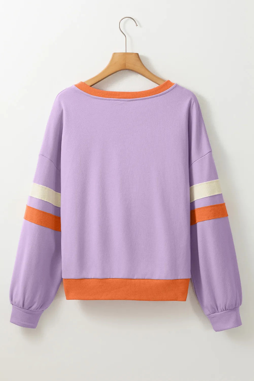 Contrast V-Neck Long Sleeve Sweatshirt