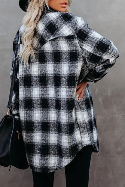 Full Size Plaid Collared Neck Long Sleeve Shirt