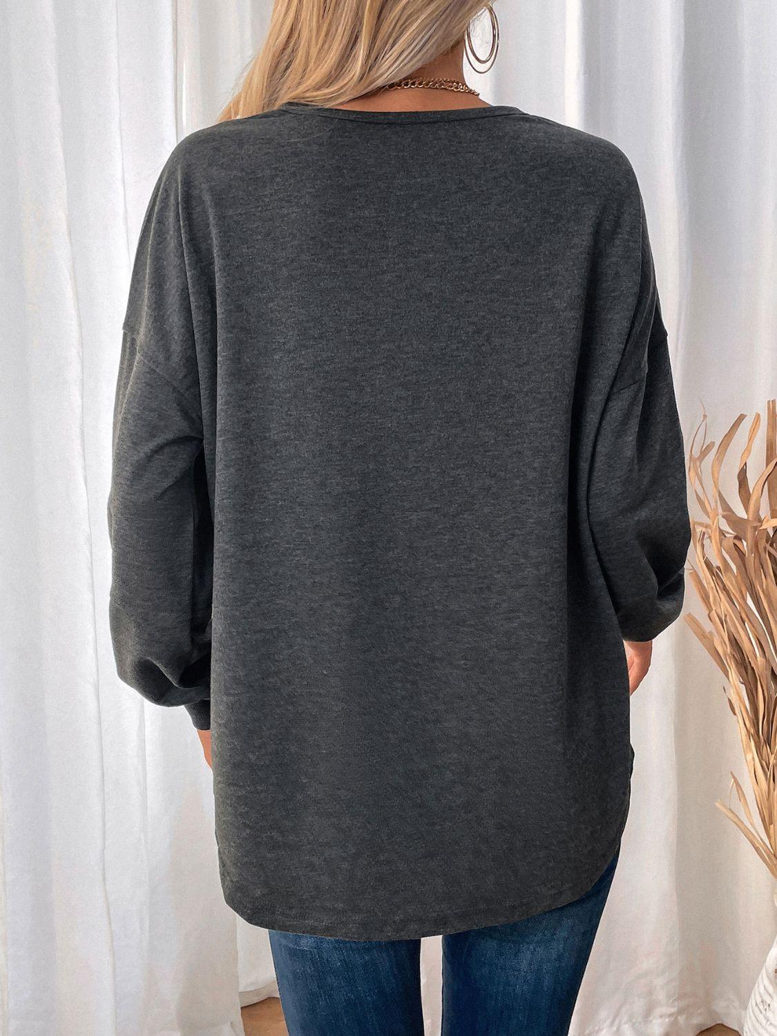 Perfee Pocketed Round Neck Long Sleeve Sweatshirt