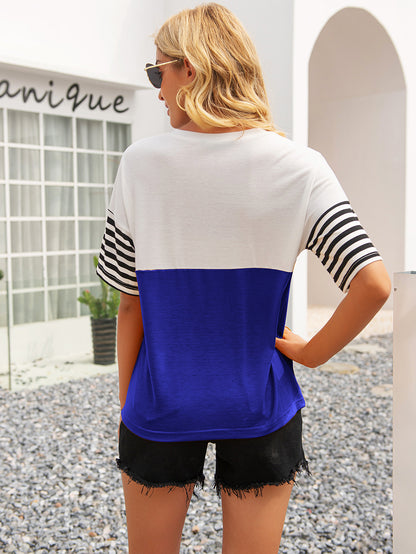 Ivy Lane Striped Color Block Round Neck Tee