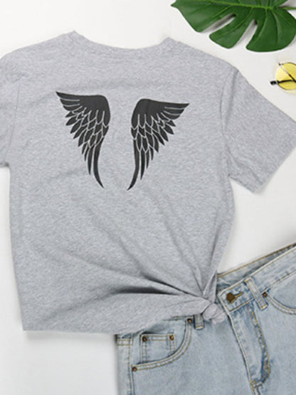 Perfee ANGEL Round Neck Short Sleeve T-Shirt