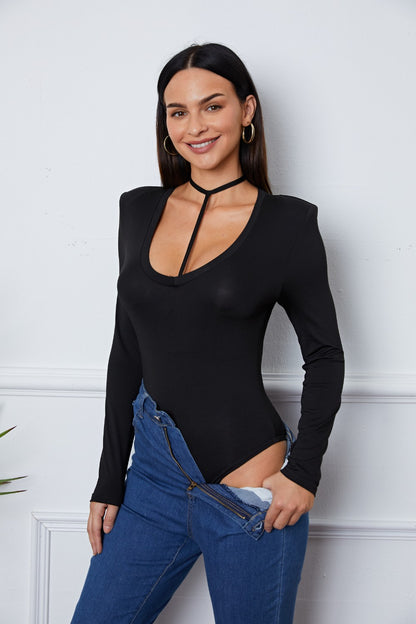 Scoop Neck Long Sleeve Bodysuit