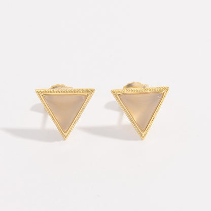 925 Sterling Silver Zircon Triangle Stud Earrings