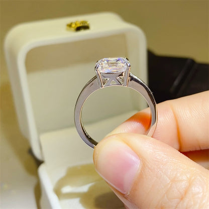 3 Carat Moissanite 925 Sterling Silver Square Shape Ring