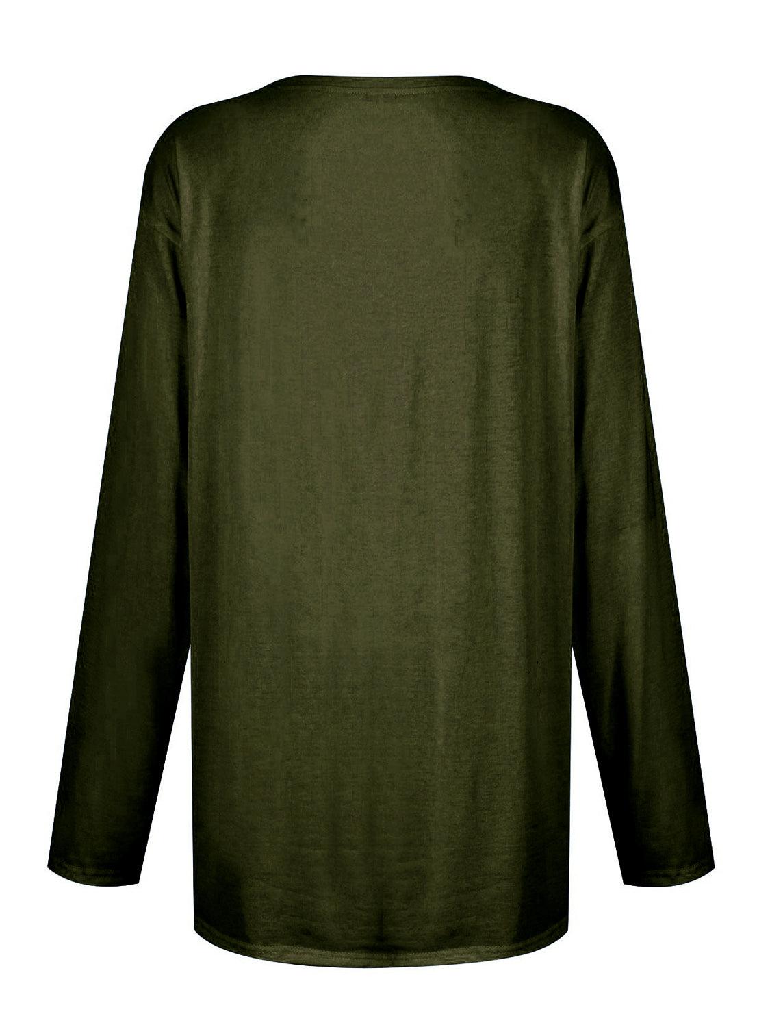 Full Size Pocketed Round Neck Long Sleeve T-Shirt