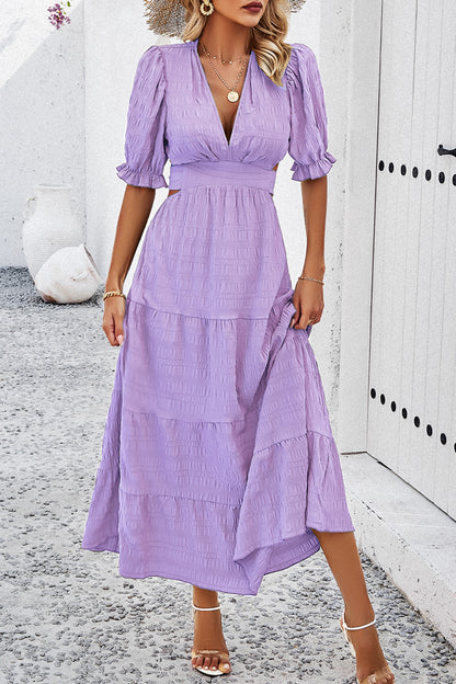 Devine Tie Back Short Sleeve Tiered Dress