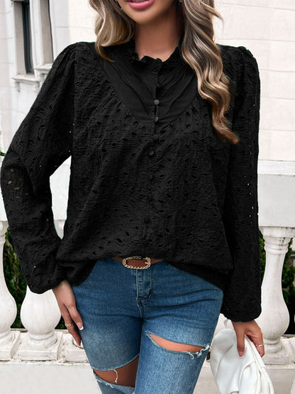 Devine Frill Round Neck Long Sleeve Shirt