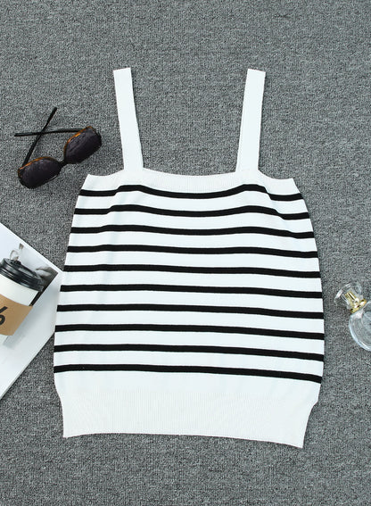 Double Take Striped Straight Neck Cami