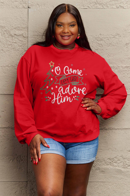 Simply Love Full Size Letter Graphic Long Sleeve Sweatshirt