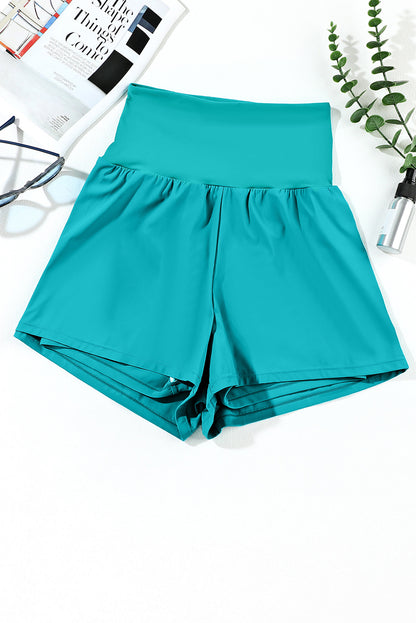 Pocketed High Waist Swim Shorts