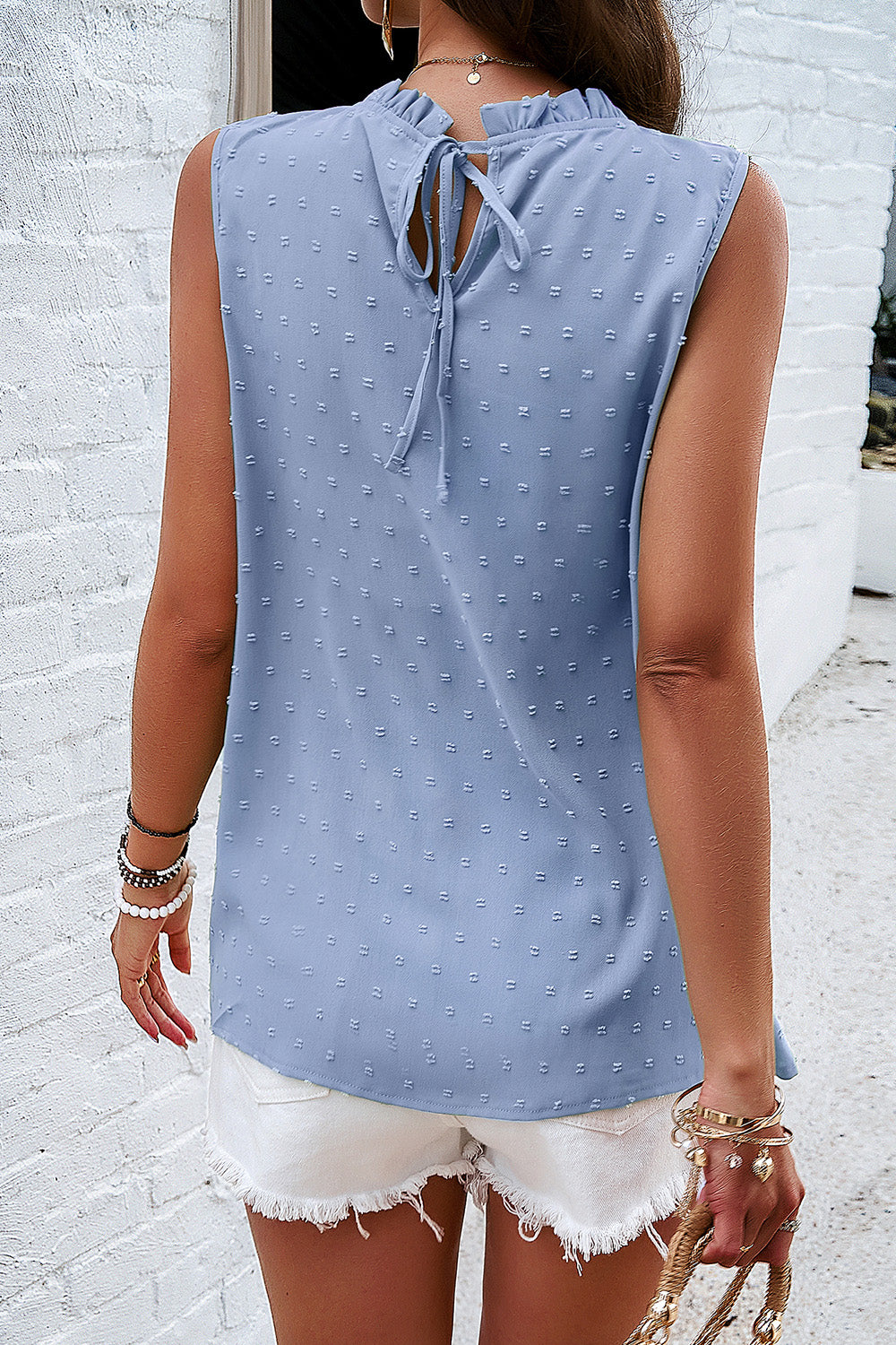 Devine Swiss Dot Round Neck Tank