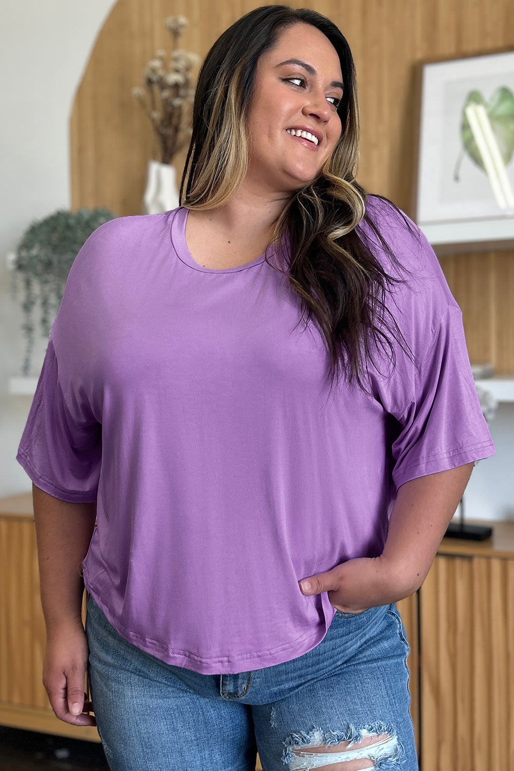 Basic Bae Bamboo Full Size Round Neck Drop Shoulder T-Shirt