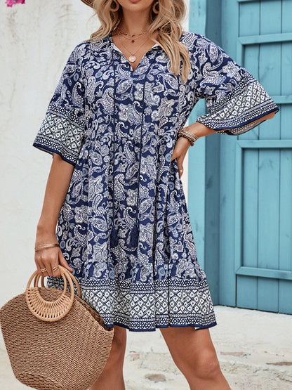 Honey Tied Printed Half Sleeve Dress