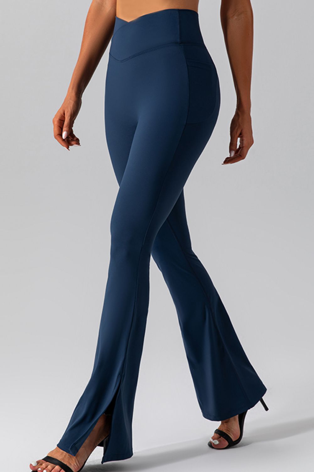 High Waist Slit Pocketed Active Pants