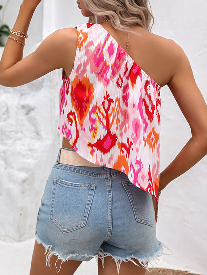 Honey Multicolored One-Shoulder Asymmetrical Tank