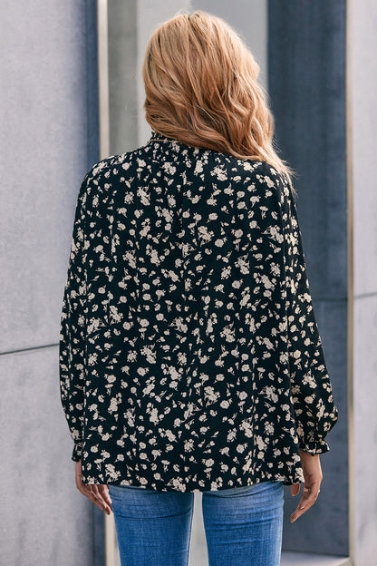 Ivy Lane Floral Mock Neck Blouse