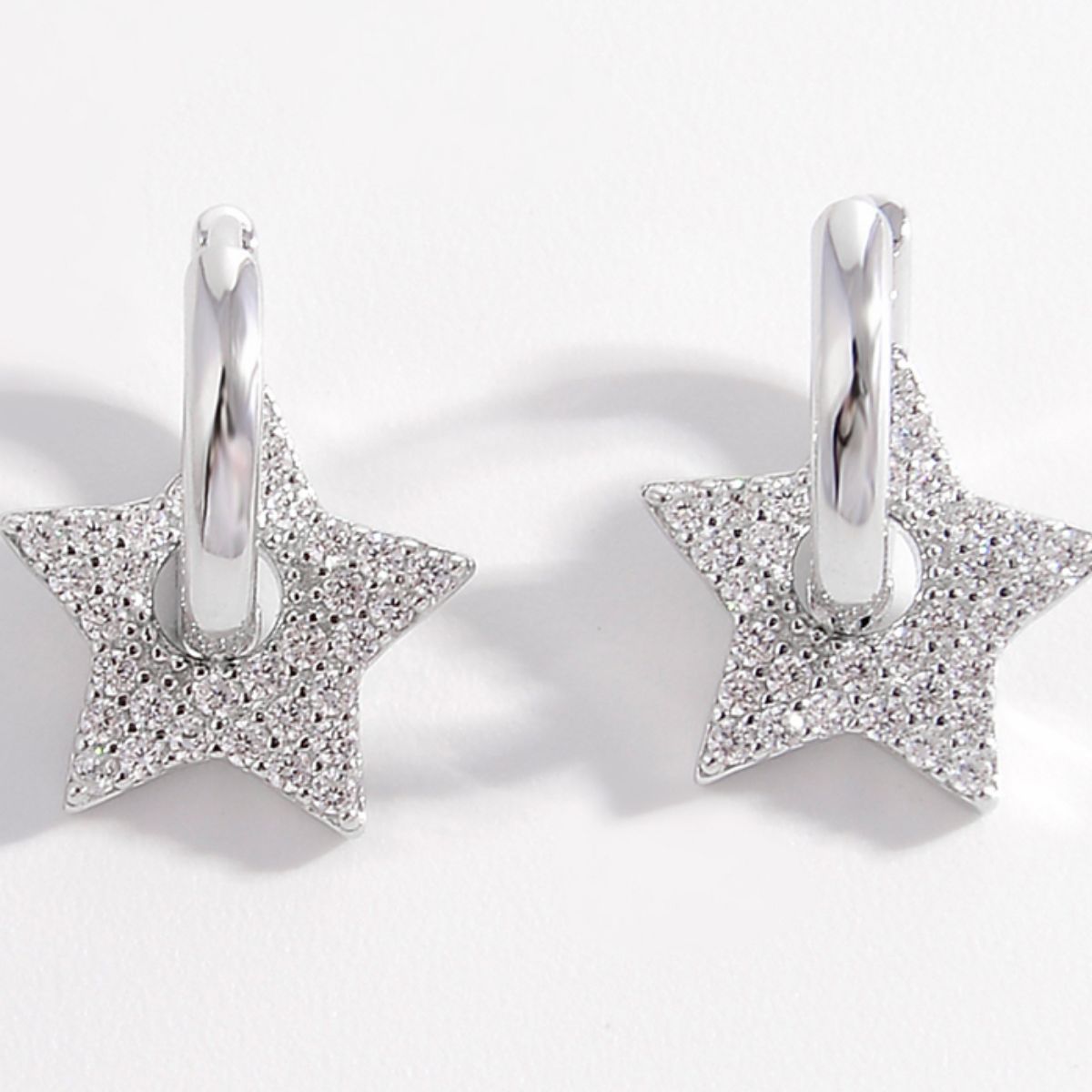 925 Sterling Silver Zircon Star Earrings