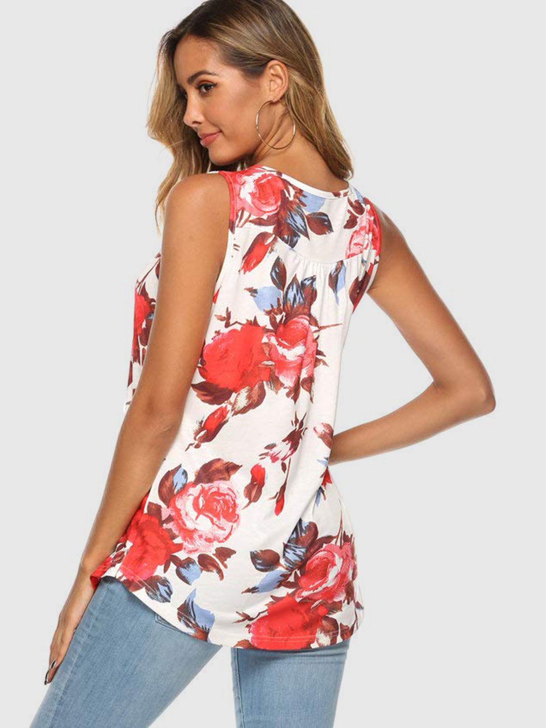 Flower Printed Round Neck Tank