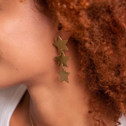 18K Gold-Plated Stainless Steel Star Earrings