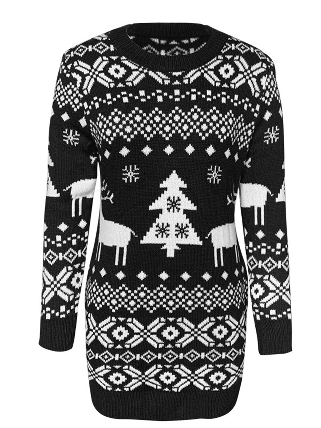 Christmas Element Round Neck Mini Sweater Dress