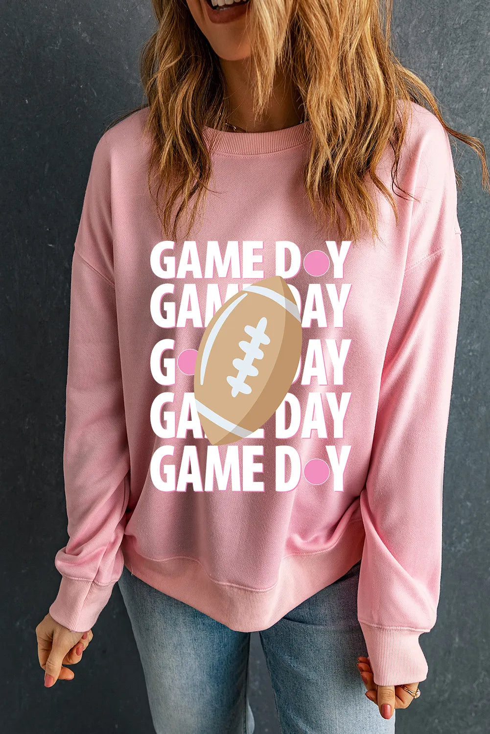 GAME DAY Round Neck Long Sleeve Sweatshirt