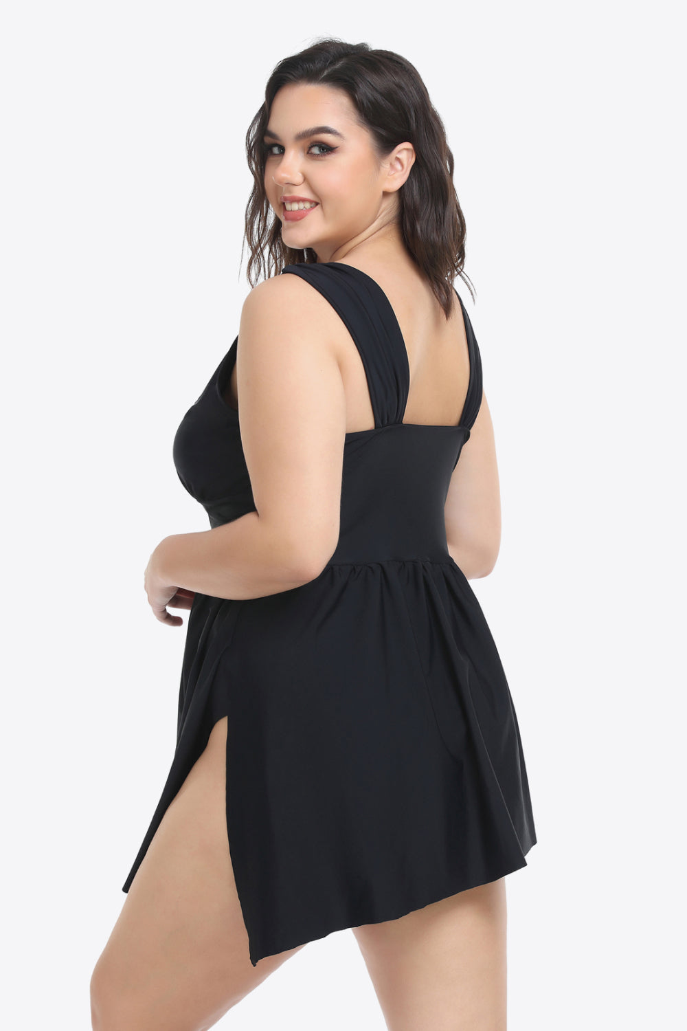 Plus Size Plunge Sleeveless Two-Piece Swimsuit